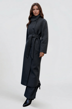 Audrey Belted Tailored Longline Wool Coat