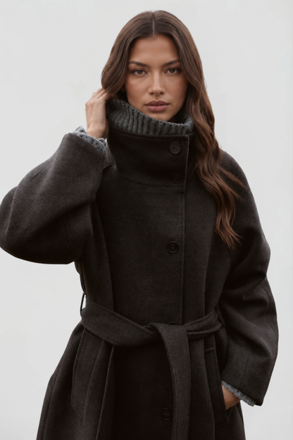 Audrey Belted Tailored Longline Wool Coat