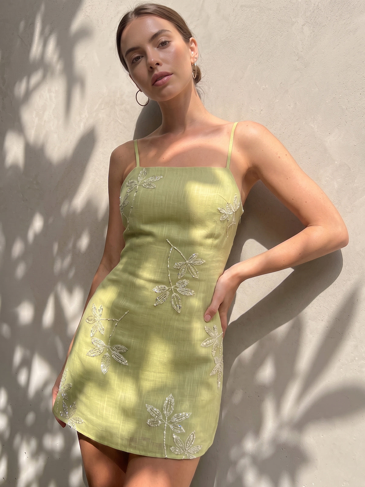 JEMMA | SEQUIN SHIFT MINI DRESS - Lemon Green