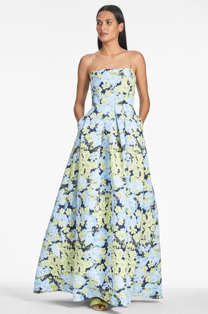 HAILEY | PRINT EVENING GOWN - GARDEN CLUB