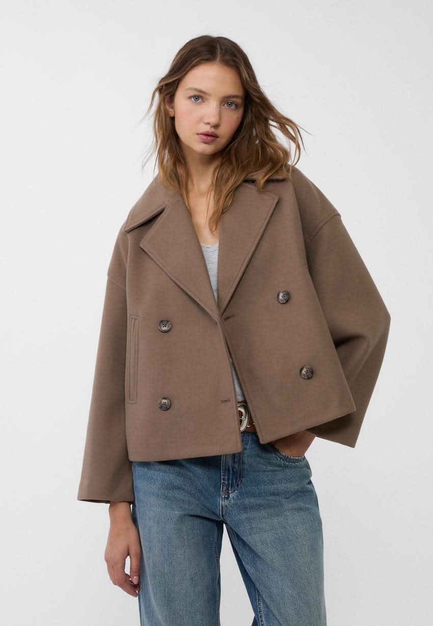 Belle Double Breasted Jacket - Brown