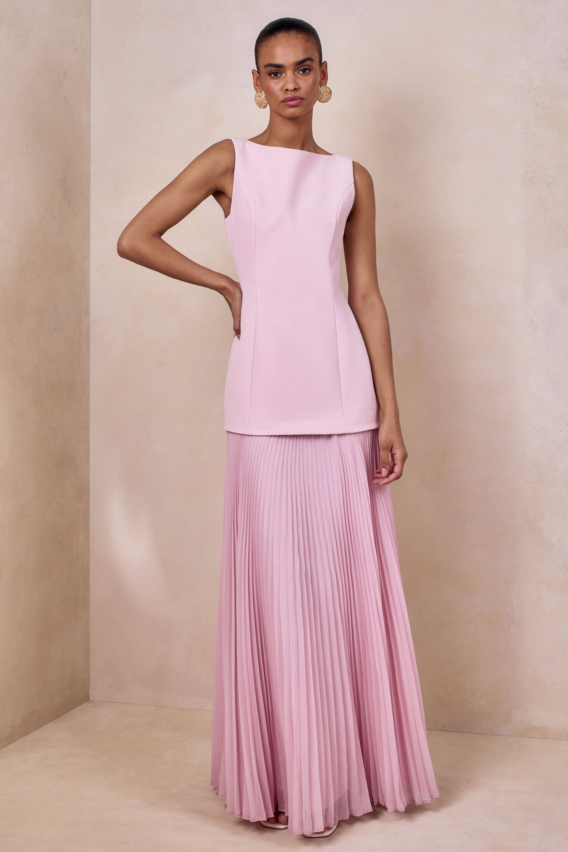 LIANA | PLEATED HIGH MAXI DRESS