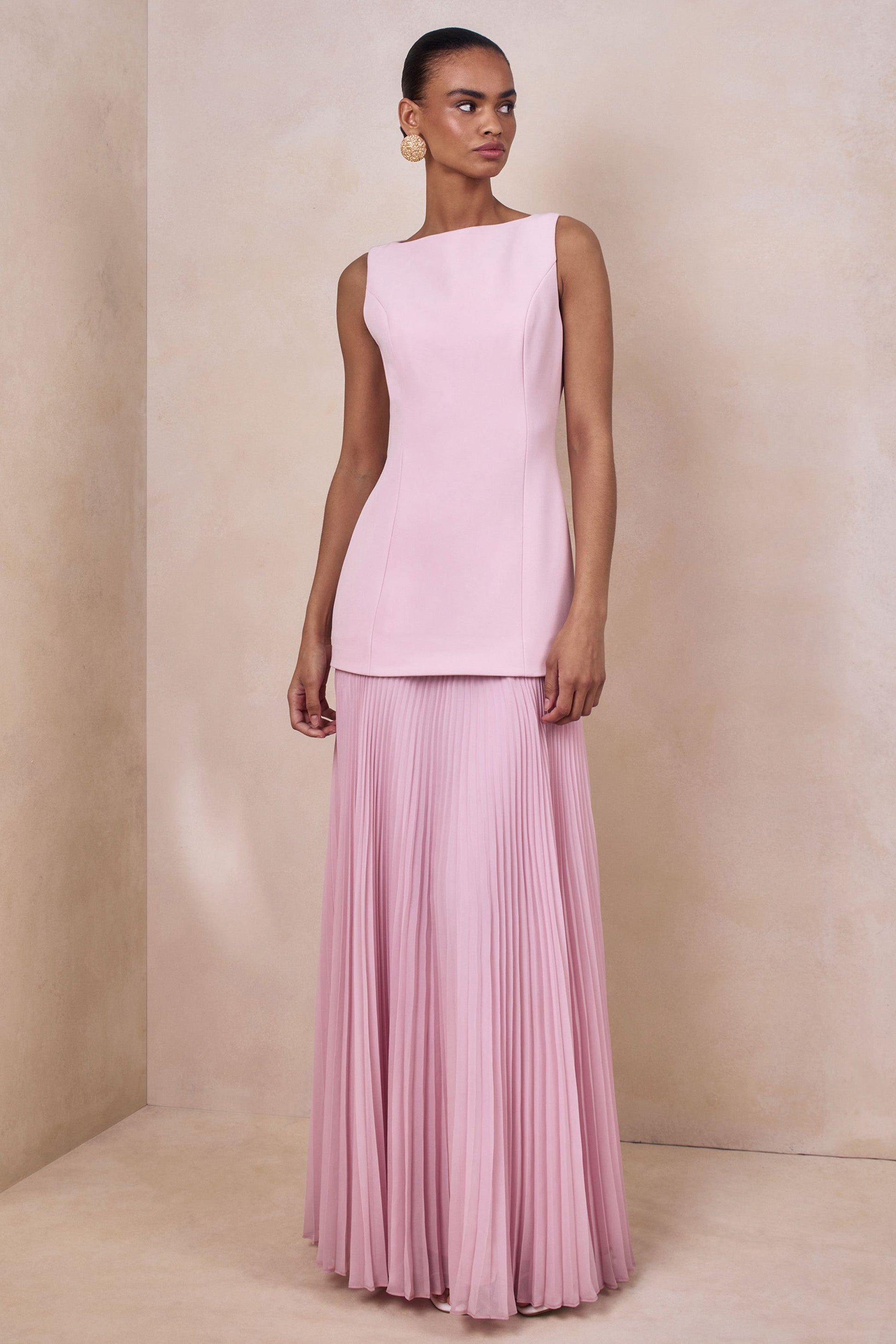 LIANA | PLEATED HIGH MAXI DRESS