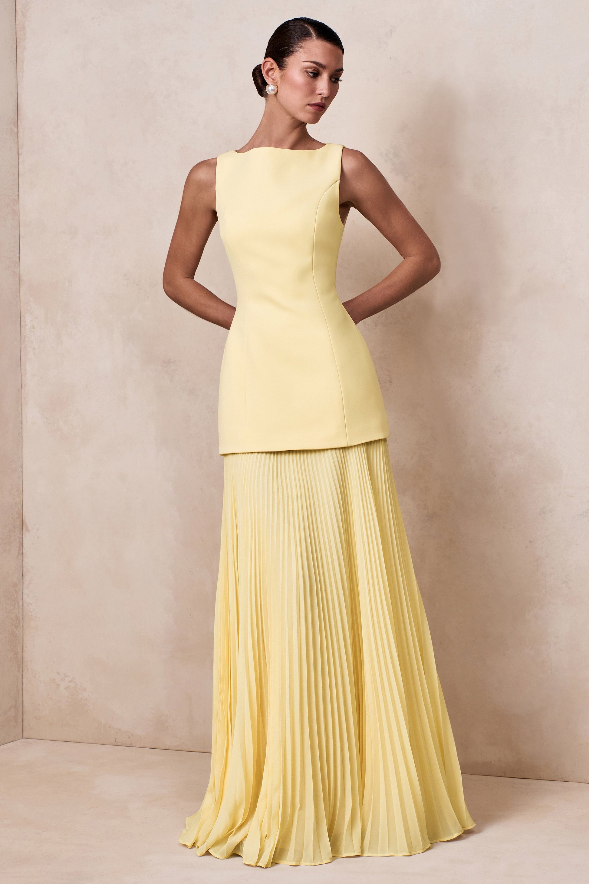 LIANA | PLEATED HIGH MAXI DRESS