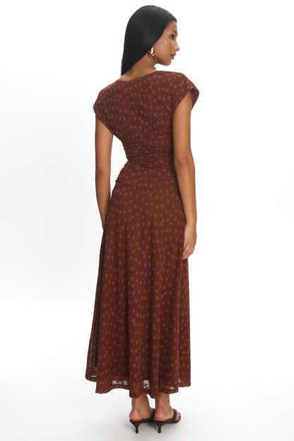 LENNON | RUCHED MAXI DRESS - Chocolate