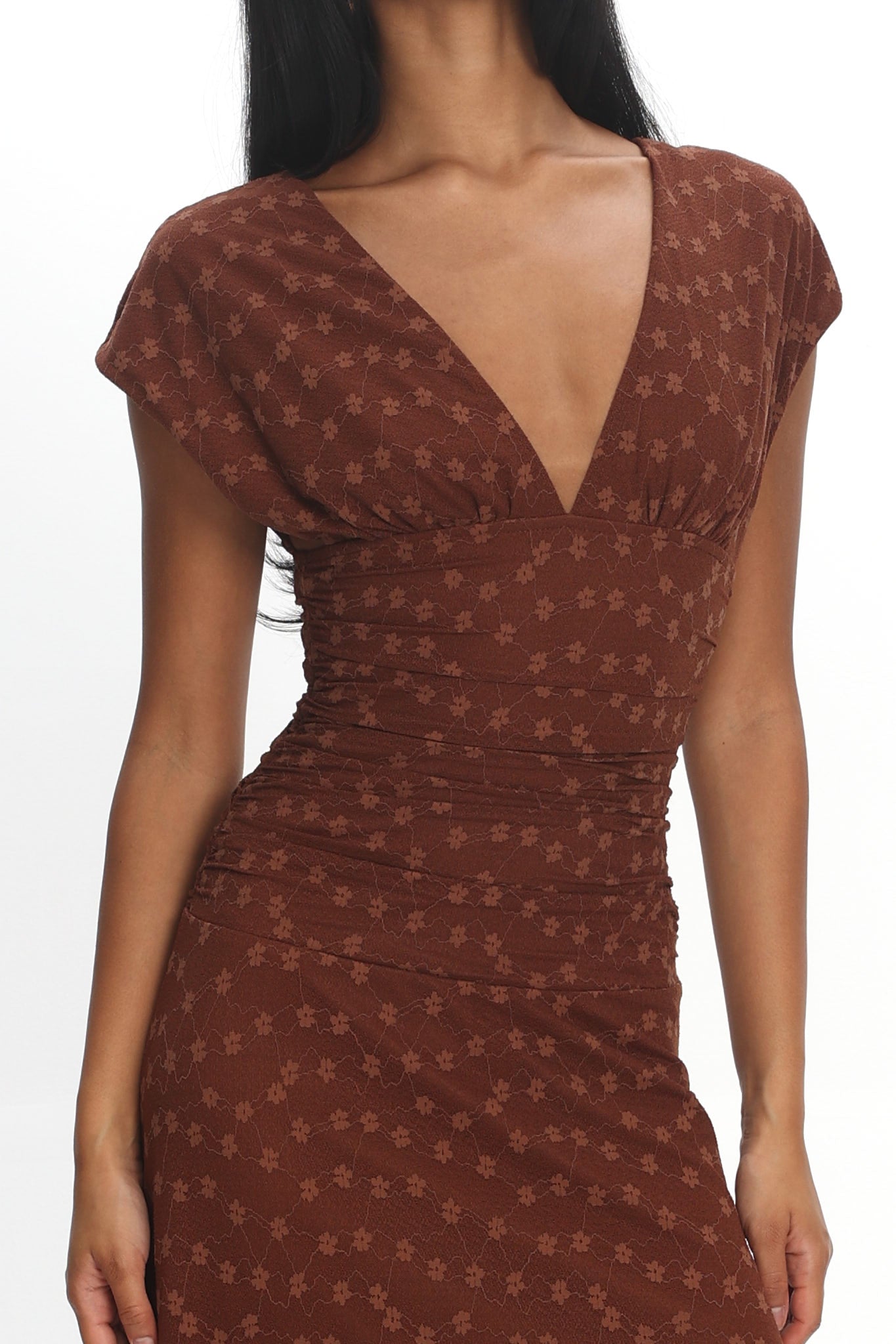 LENNON | RUCHED MAXI DRESS - Chocolate