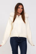 Chloe Faux Fur Hooded Cropped Jacket - White