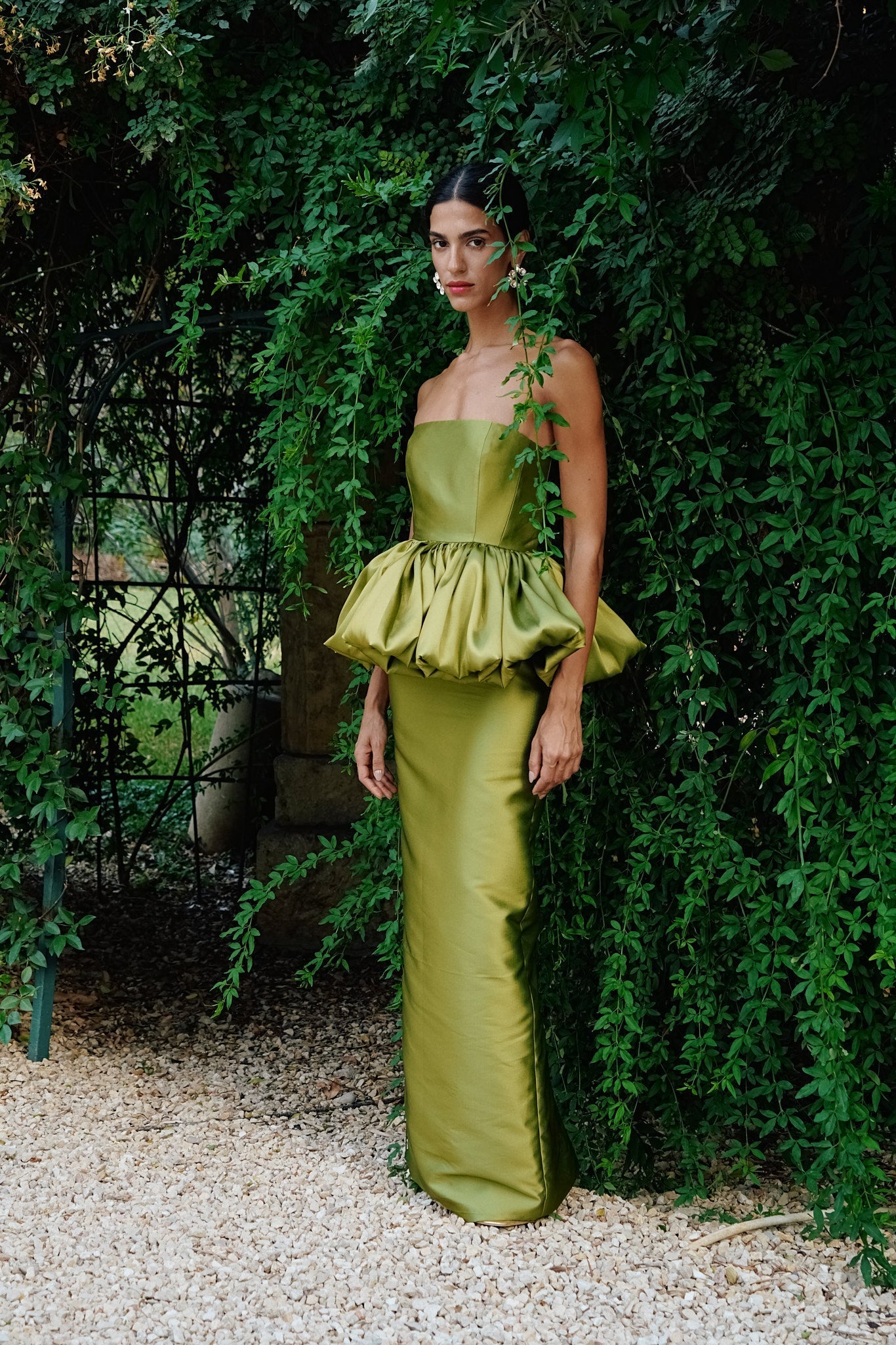 WENDY | 1960S EVENING GOWN - Green Mikado
