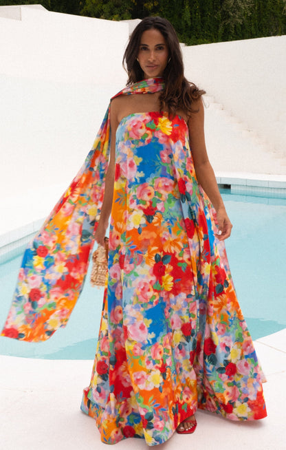 NATASHA | STRAPLESS FLORAL GOWN
