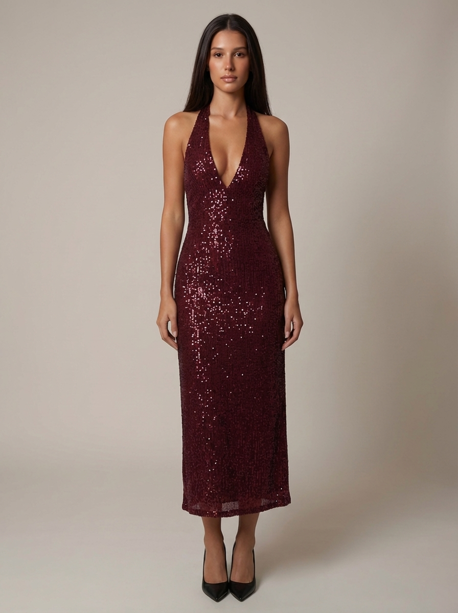 THALIA | OPEN BACK MAXI DRESS - Bordeaux