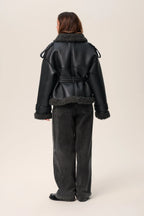 Eve Belted Shearling Long Coat