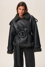 Eve Belted Shearling Long Coat