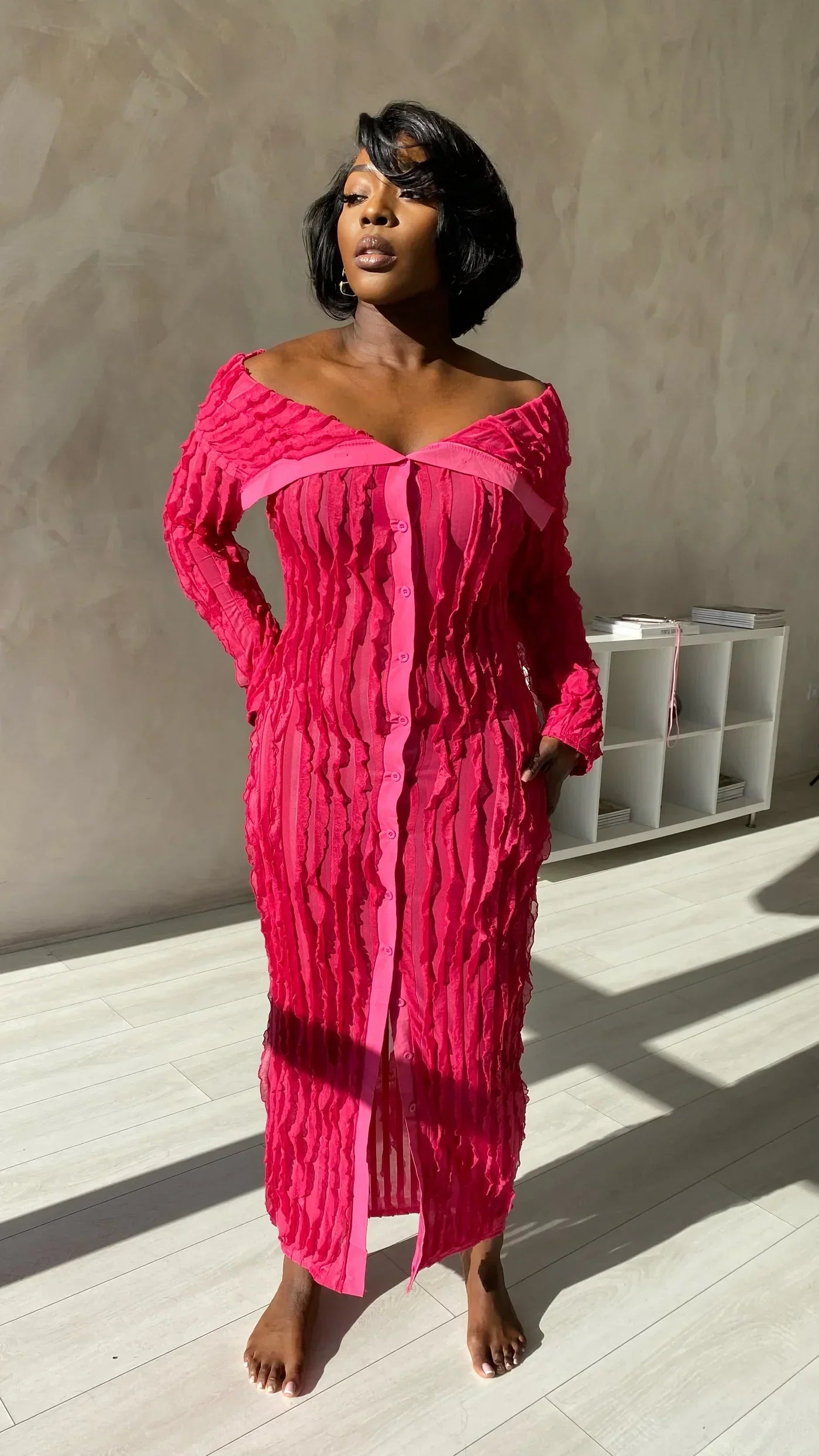 ALISE | OFF SHOULDER MAXI DRESS