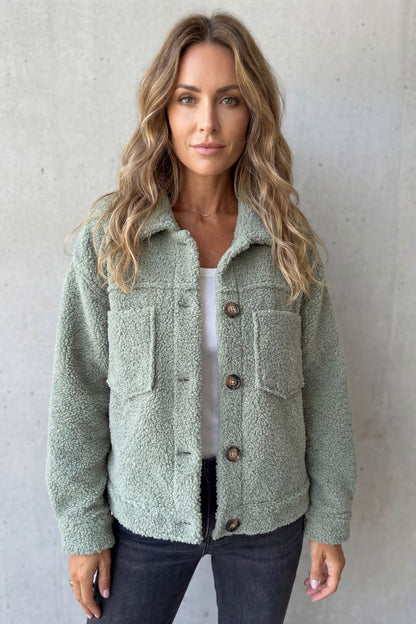 Floretta Teddy Fleece Button Up Jacket