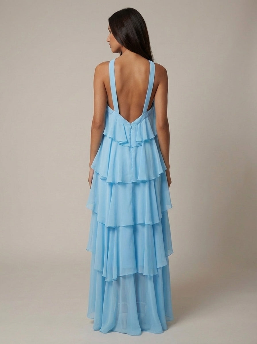 ROSALIND | TIERED HALTER MAXI DRESS