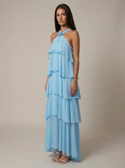 ROSALIND | TIERED HALTER MAXI DRESS