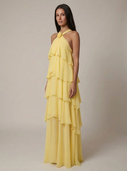 ROSALIND | TIERED HALTER MAXI DRESS