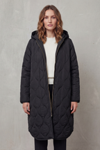 Harper Hooded Wave Quilted Longline Puffer Coat