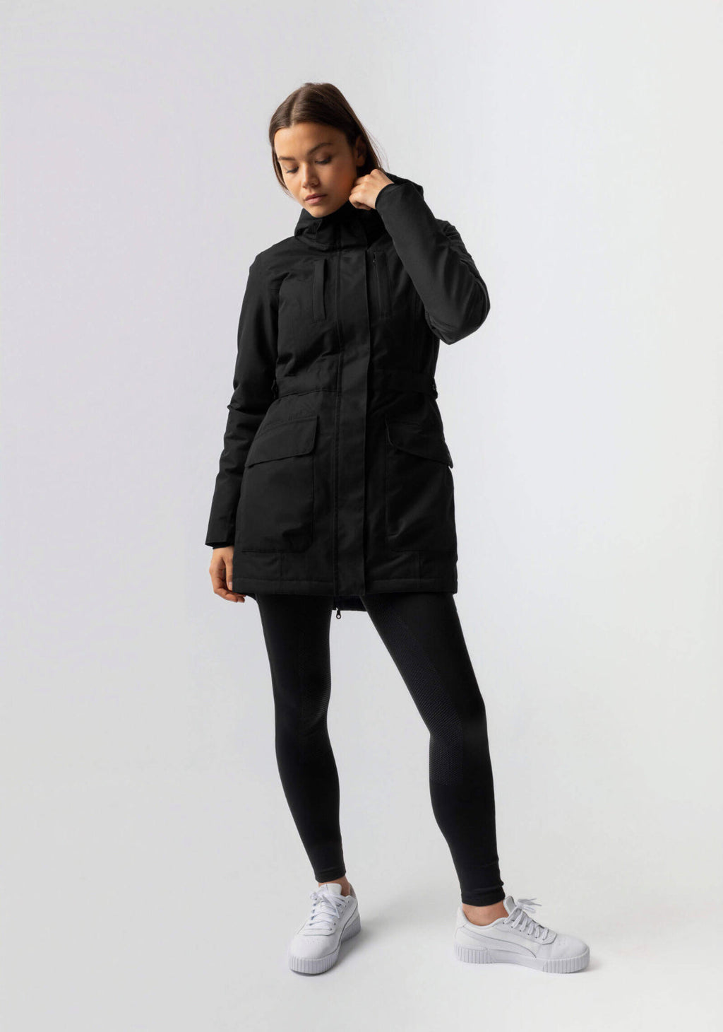 Jade Hooded High Neck Utility Parka Coat
