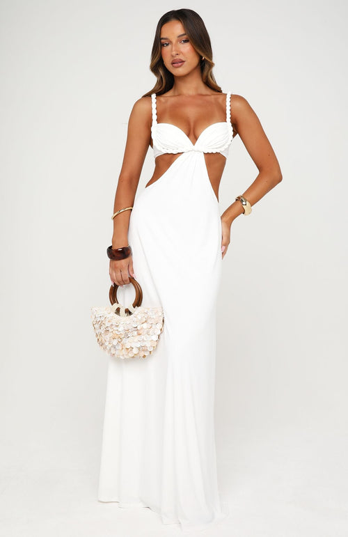 KAIA | CUTOUT PLUNGE MAXI DRESS - White