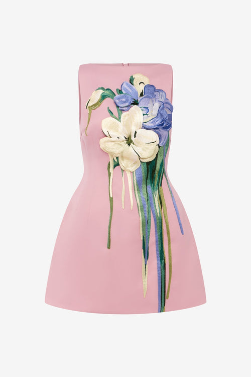 MADELINE | EMBROIDERED MINI DRESS - Pink