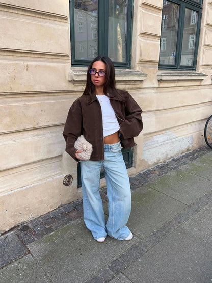 Lena Suede Jacket - Brown