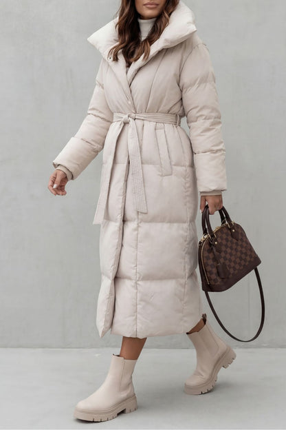 Lilian Belted Hooded Longline Puffer Coat