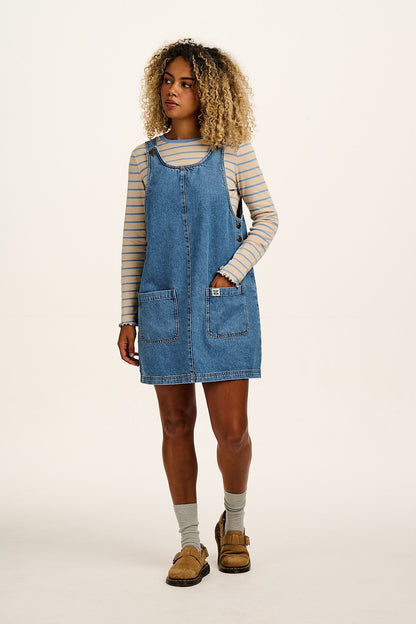 MILENA | PROM MINI DRESS - Mid Wash Blue Denim