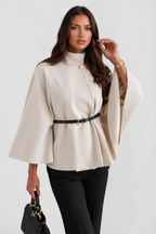 Madison Belted Oversized Wool Cape Coat