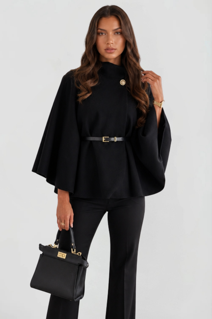 Madison Belted Oversized Wool Cape Coat