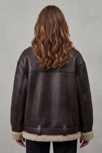 Megan Shearling Collar Oversized Aviator Jacket