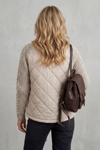 Norcetta Quilted Cable Knit Sleeve Zip Up Jacket