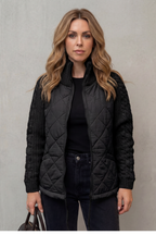 Norcetta Quilted Cable Knit Sleeve Zip Up Jacket