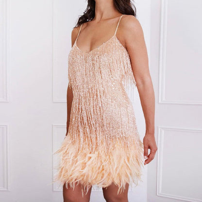 ALYA | FEATHER MINI DRESS