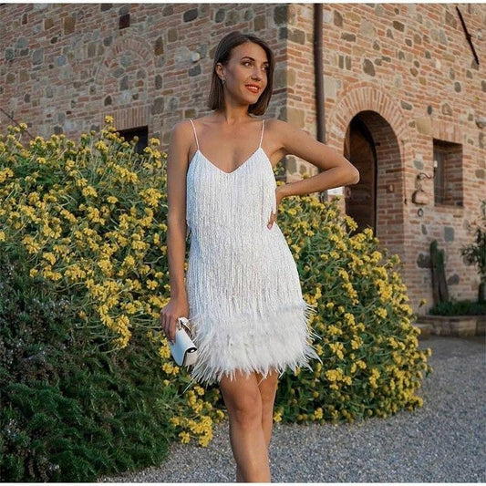 ALYA | FEATHER MINI DRESS