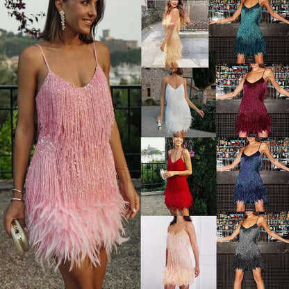 ALYA | FEATHER MINI DRESS