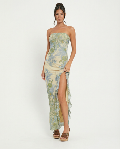 VIVIENNE | PAISLEY BANDEAU MAXI DRESS - Cream