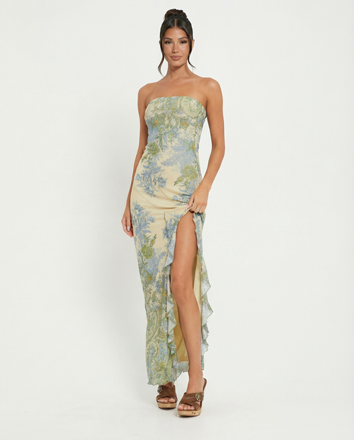 VIVIENNE | PAISLEY BANDEAU MAXI DRESS - Cream