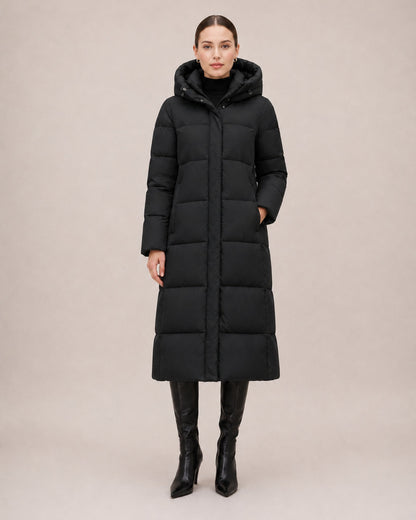 Rosalie Long Hooded Puffer Coat - Black