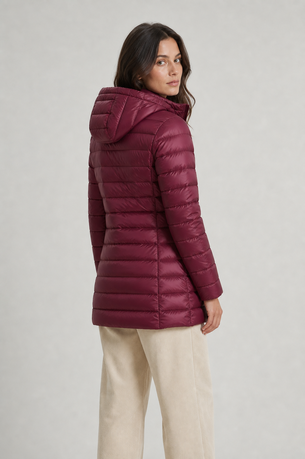 ROSIE | HOODED QUILTED LONGLINE PUFFER COAT - Red