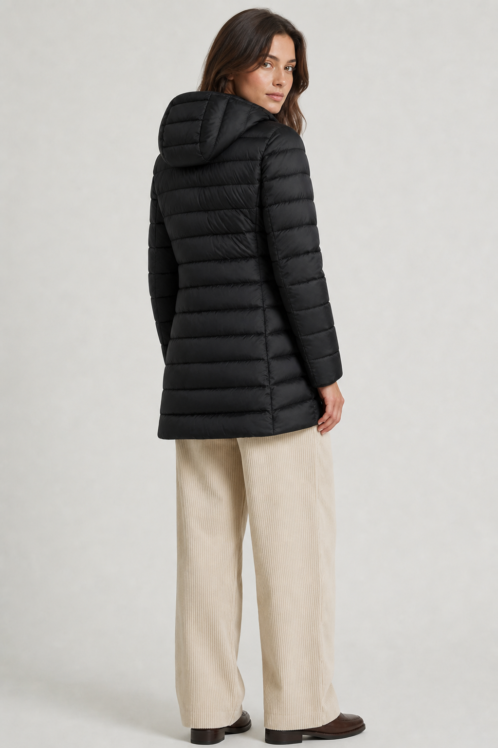 ROSIE | HOODED QUILTED LONGLINE PUFFER COAT - Black