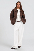 Savannah Cropped Zip Suede Jacket