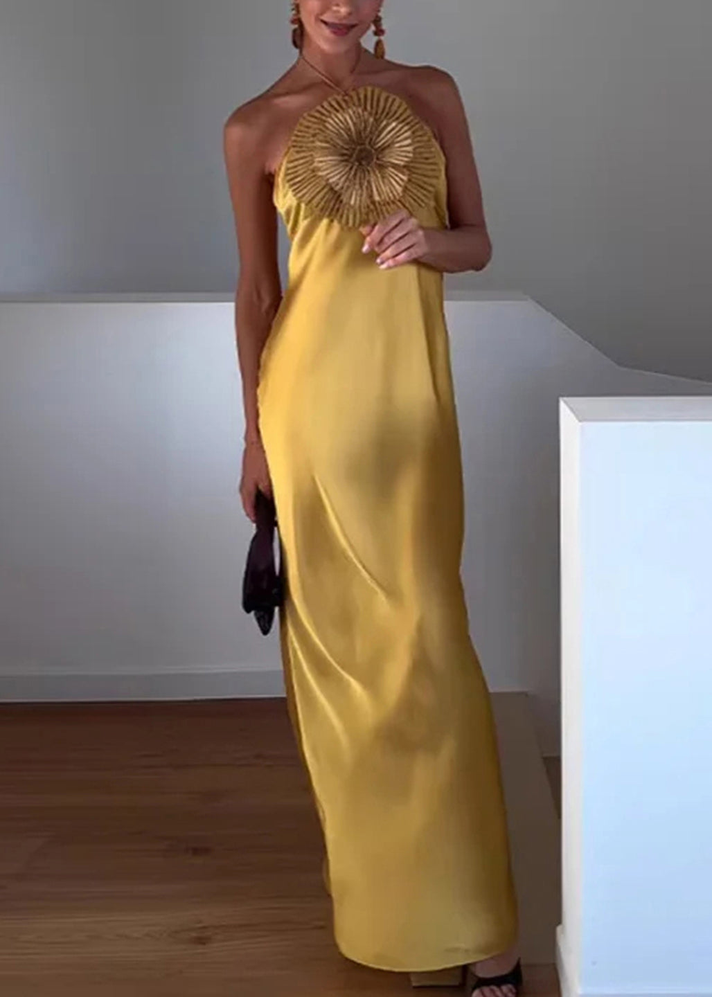 NOA | SLEEVELESS COTTON MAXI DRESS - Yellow