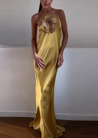 NOA | SLEEVELESS COTTON MAXI DRESS - Yellow