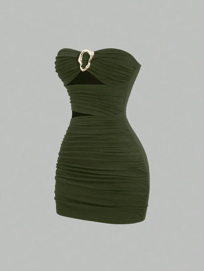 KARLIE | RUCHED MINI DRESS - Black