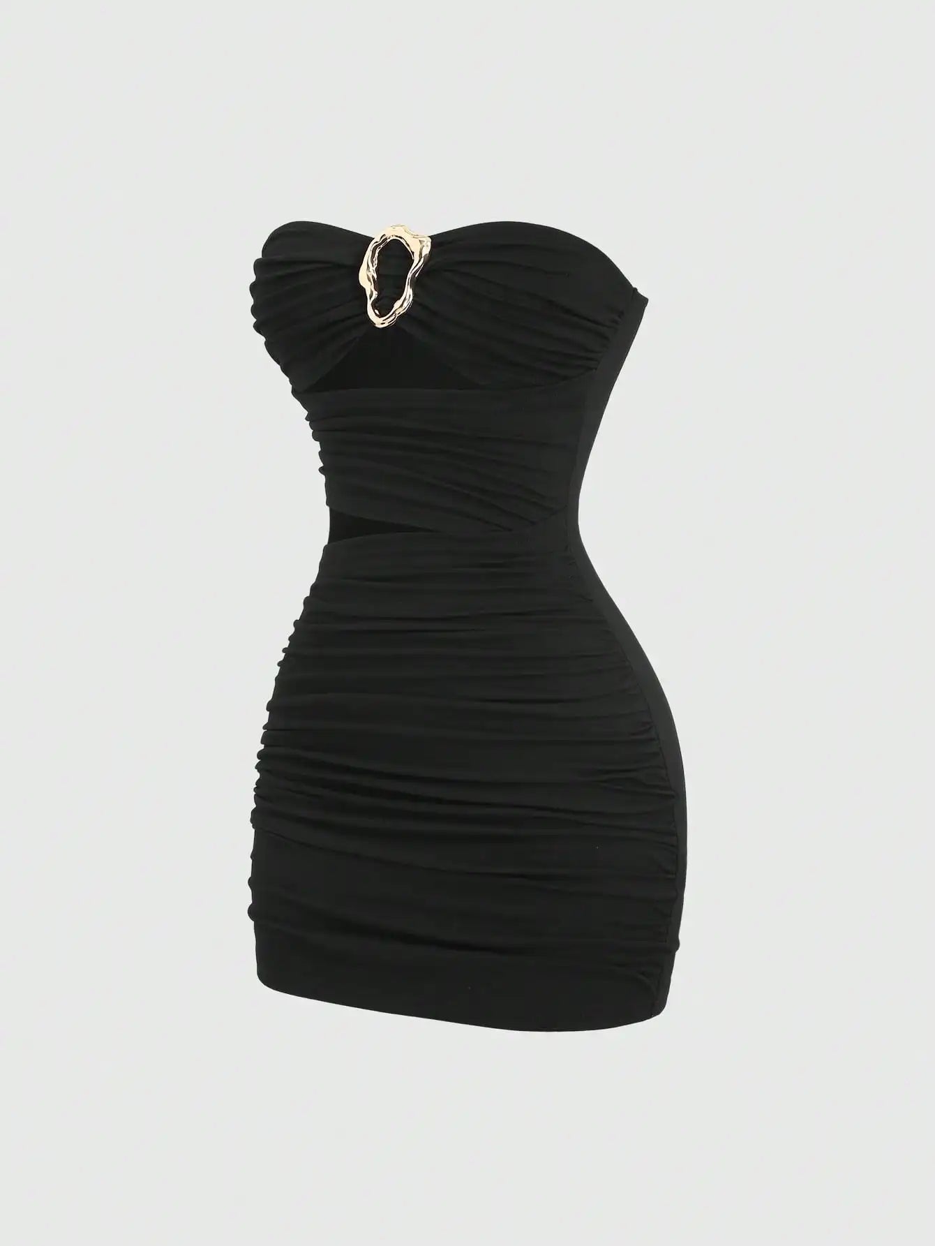 KARLIE | RUCHED MINI DRESS - Black