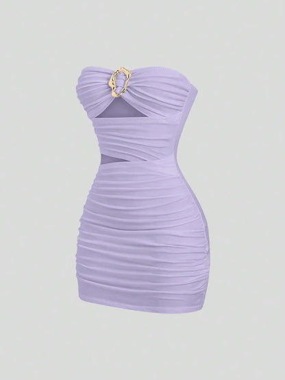 KARLIE | RUCHED MINI DRESS - Blue