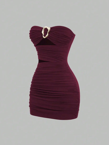 KARLIE | RUCHED MINI DRESS - Black