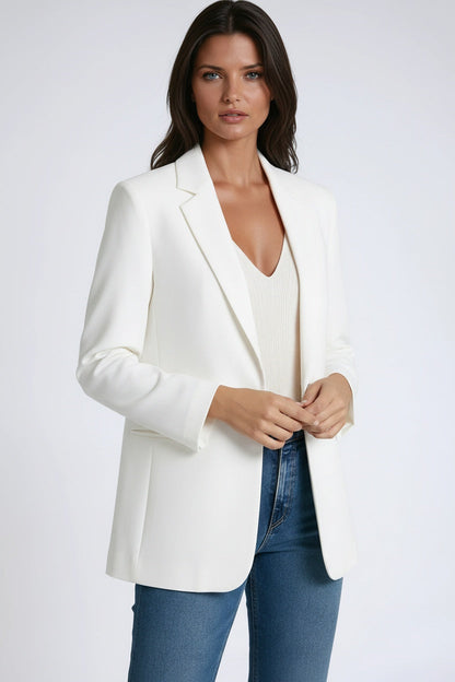 Victoire Tailored Longline Blazer - White