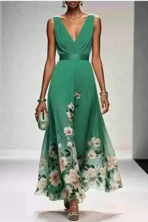 CAPRI | CHIFFON MAXI DRESS - Green